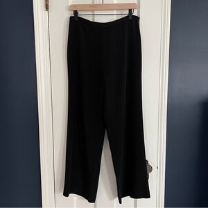 Nina Mclemore 100% Silk Straight Leg Dress Pants Lined Trousers Black Size 8